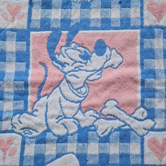 Disney Woven Knit Baby Blanket Mickey Mouse Minnie Donald Duck Pluto Vintage - Picture 4 of 14